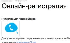 Регистрациия пассажиров через Skype на сайте аэропорта Шереметьево