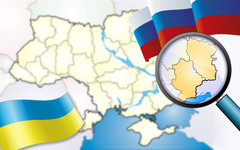 Донецкая и Луганская области на карте Украины. Коллаж © KM.RU