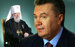 Митрополит Владимир и Виктор Янукович. Коллаж © KM.RU