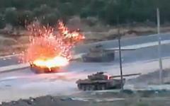 Обстрел танков сирийской армии. Стоп-кадр с видео в YouTube