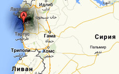 Город Джебла на карте. Изображение сервиса Google Maps