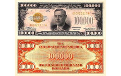 Купюра в 100 тысяч долларов США. Изображение с сайта hickokfamilygenealogy.com