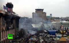 Майдан Незалежности утром 19 февраля. Кадр телеканала Russia Today
