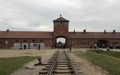 Главные ворота лагеря Аушвиц 2. Фото Олега Юнакова с сайта wikimedia.org