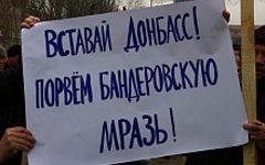 Плаката на митинге в Донецке. Фото с сайта novosti.dn.ua