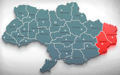 Донецкая и Луганская области на карте Украины. Коллаж © KM.RU