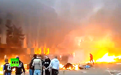 Пожар в одесском Доме профсоюзов. Кадр телеканала Russia Today