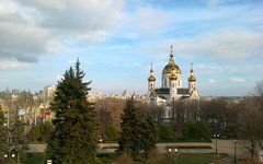 Вид на центр города с памятника Жертвам фашизма. © KM.RU, Федор Сергеев