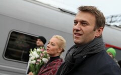 Алексей Навальный с супругой на Ярославском вокзале © KM.RU, Алексей Белкин