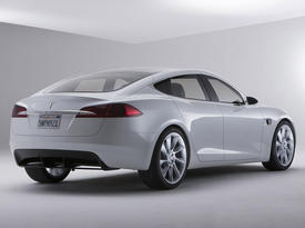 Tesla Model S. Вид сзади Tesla Model S. Вид сзади
