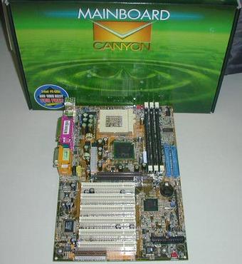 Системная плата Canyon 6SP2AS-T и ее коробка