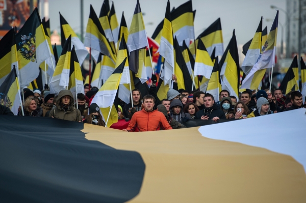 Участники акции "Русский марш" перед началом шествия в столичном районе Люблино © РИА Новости, Рамиль Ситдиков