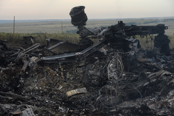 На месте крушения малайзийского самолета Boeing 777 в районе города Шахтерск Донецкой области © РИА Новости, Михаил Воскресенский На месте крушения малазийского самолета Boeing 777 в районе города Шахтерск Доне
