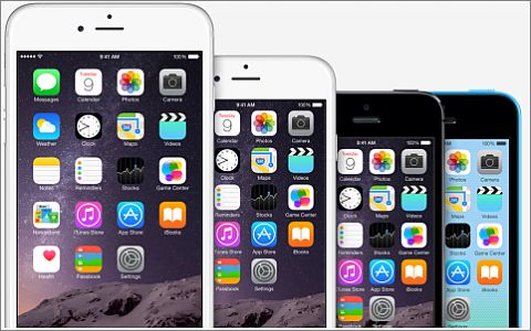 Слева направо: iPhone 6 Plus, iPhone 6, iPhone 5S и 5C. Фото с сайта apple.com