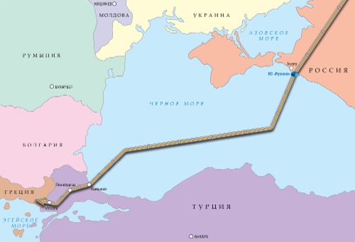 Схема планируемой трассы газопровода «Турецкий поток». Фото с сайта gazprom.ru