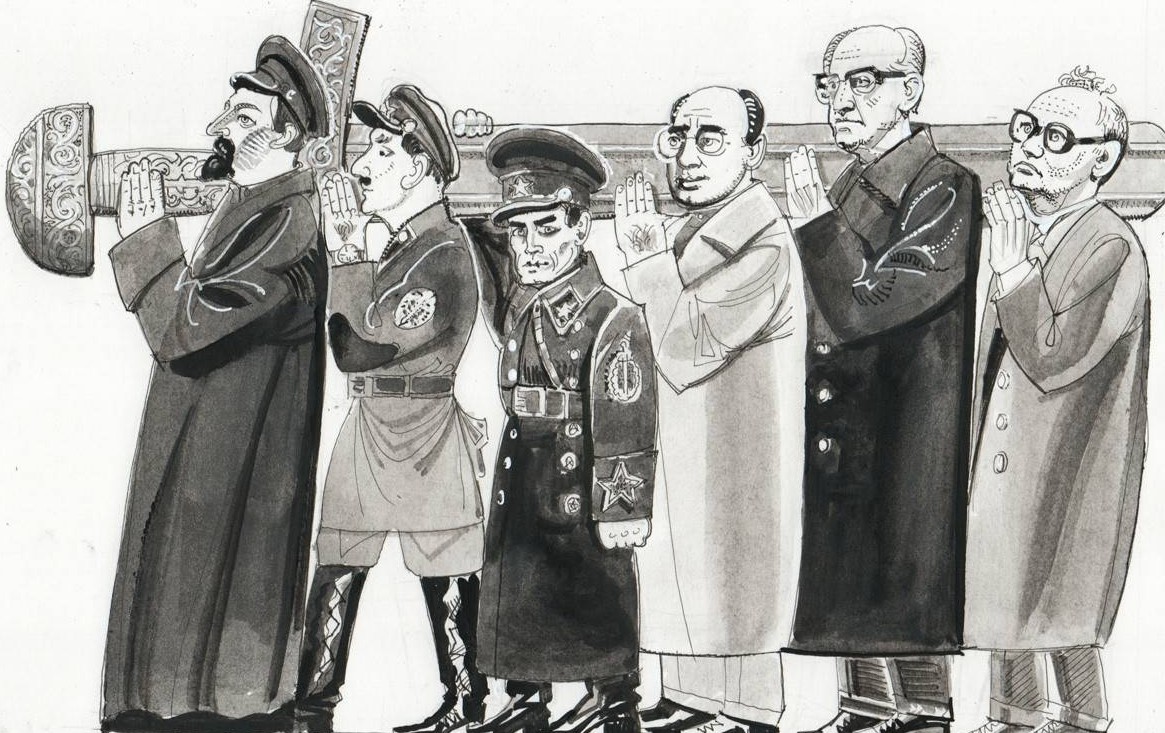 Дзержинский, Ягода, Ежов, Берия, Андропов, Крючков. Рисунок Геннадия Животова с сайта zavtra.ru Дзержинский, Ягода, Ежов, Берия, Андропов, Крючков