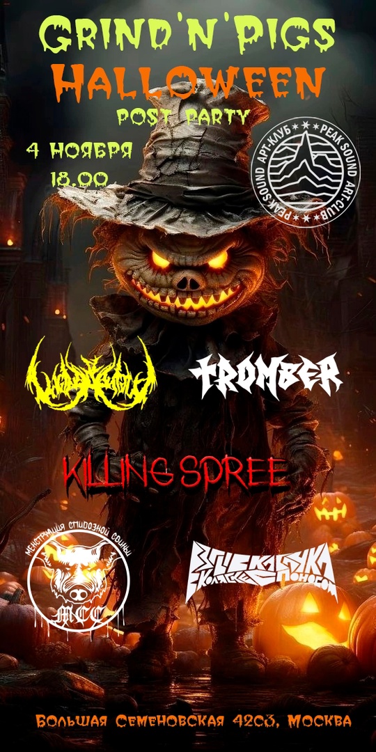 Афиша. Предоставлена организаторами Grind'n'Pigs , 4 ноября, Peak Sound