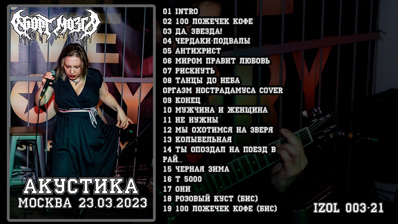 Обложка. Предоставлена издателем Аборт мозга «Акустика. Москва 23.03.2023» (компакт-кассета)