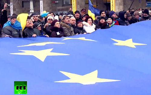 «Евромайдан». Кадр телеканала Russia Today «Евромайдан». Кадр телеканала Russia Today