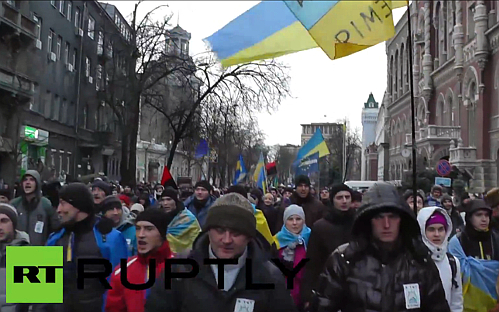 «Евромайдан». Кадр телеканала Russia Today «Евромайдан». Кадр телеканала Russia Today