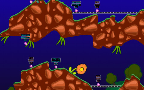 Скриншот из игры Hedgewars Скриншот из игры Hedgewars