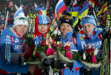 Женская сборная России по биатлону. Фото с сайта biathlonrus.com Женская сборная России по биатлону. Фото с сайта biathlonrus.com