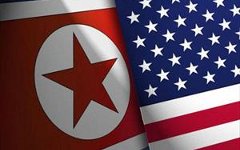 Флаги КНДР и США. Фото с сайта mathewson.hubpages.com
