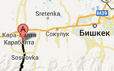 Трасса Бишкек - Ош. Изображение сервиса Google Maps