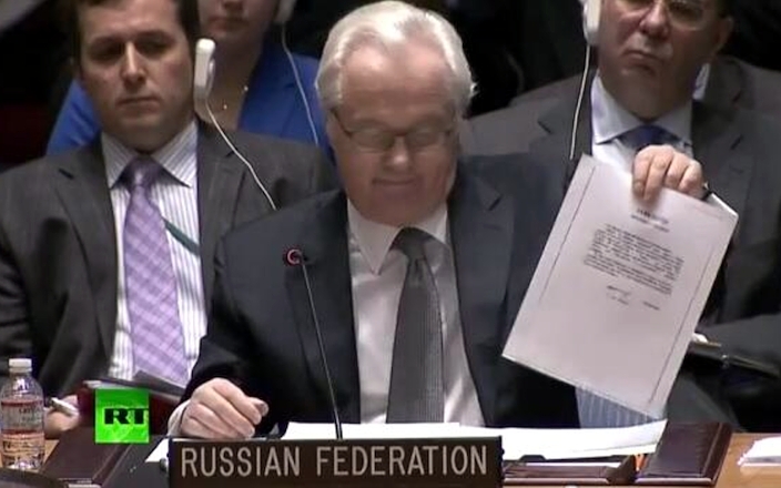 Виталий Чуркин. Кадр телеканала Russia Today Виталий Чуркин. Кадр телеканала Russia Today