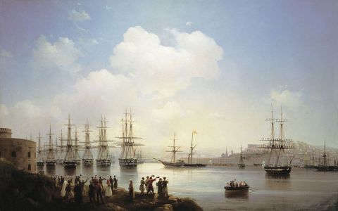 Русская эскадра на Севастопольском рейде (Айвазовский, 1846). Фото с сайта wikimedia.org Русская эскадра на Севастопольском рейде. Фото с сайта wikimedia.org