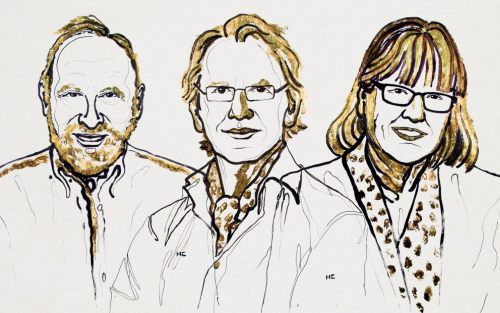 Артур Ашкин, Жерар Муру и Донна Стрикленд. Фото с сайта nobelprize.org Лаурета нобелевской премии по физике 2018