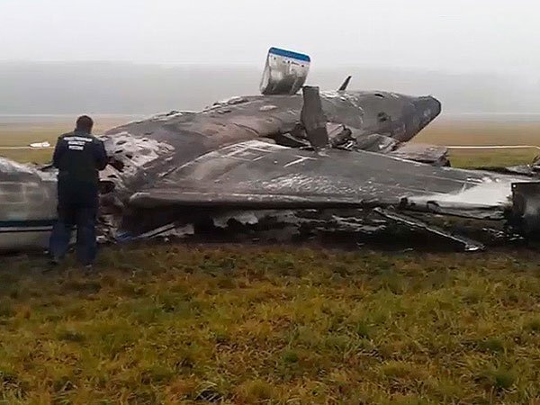 Скриншот с видео Крушение самолета Falcon во Внуково 2014