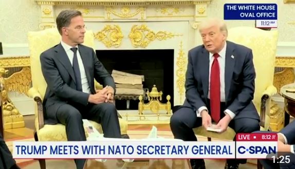 Дональд Трамп и глава НАТО Марк Рютте. Стоп-кадр из видео