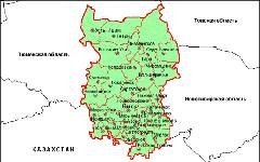 Омская область на карте Омская область на карте
